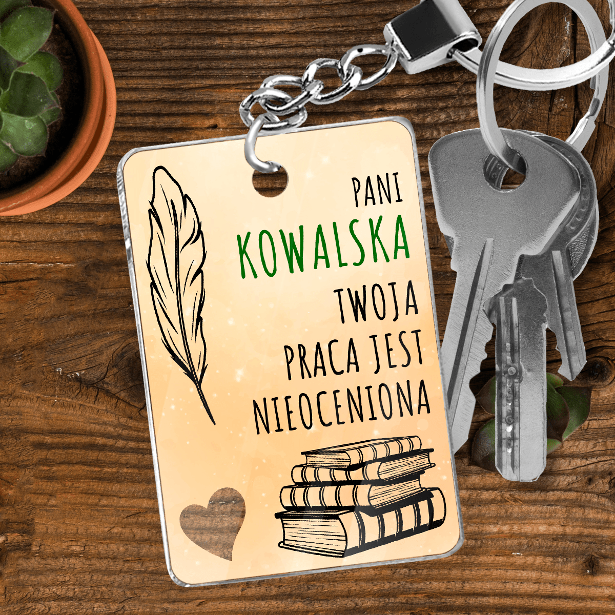 Twoja praca - brelok do kluczy, spersonalizowany prezent dla nauczyciela - Adamell.pl