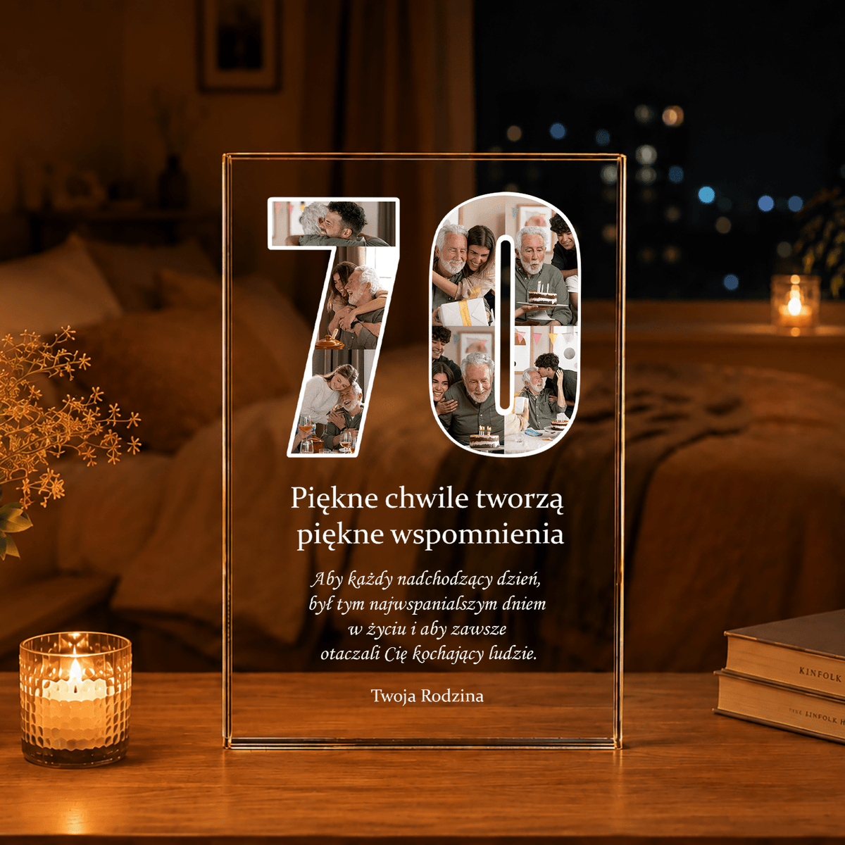 Twoje 70 urodziny - Druk na szkle, spersonalizowany prezent dla rodziny - Adamell.pl