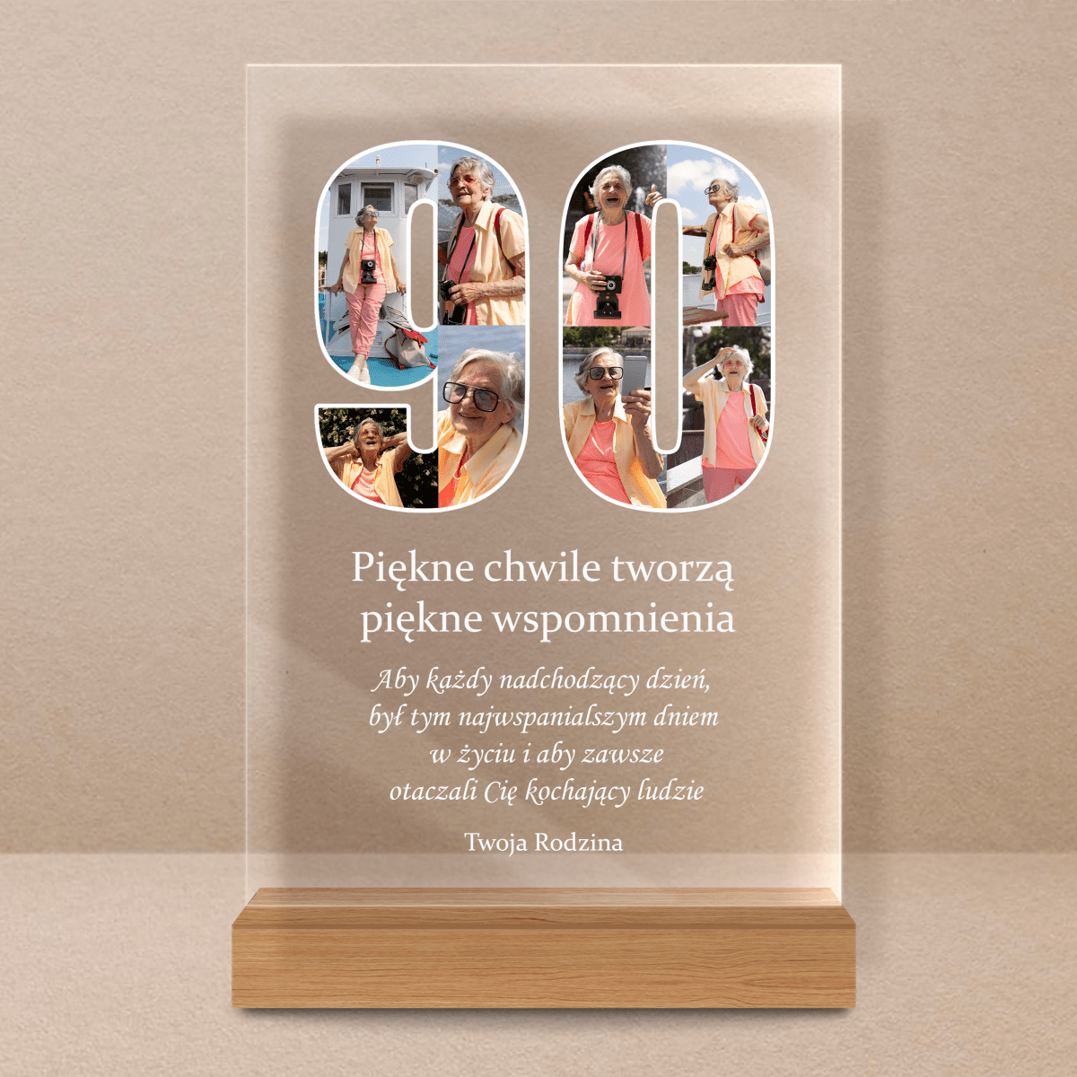 Twoje 90 lat - Druk na szkle, spersonalizowany prezent dla mamy - Adamell.pl