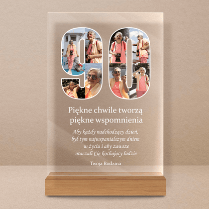 Twoje 90 lat - Druk na szkle, spersonalizowany prezent dla mamy - Adamell.pl