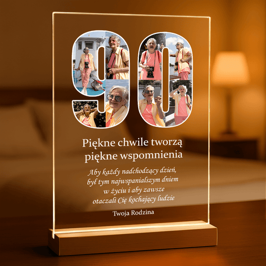 Twoje 90 lat - Druk na szkle, spersonalizowany prezent dla mamy - Adamell.pl