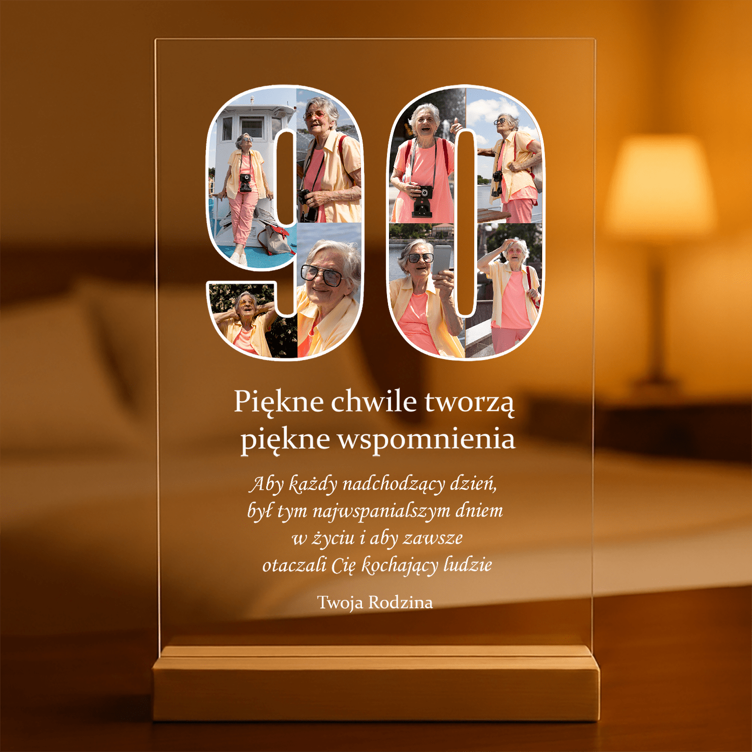 Twoje 90 lat - Druk na szkle, spersonalizowany prezent dla mamy - Adamell.pl