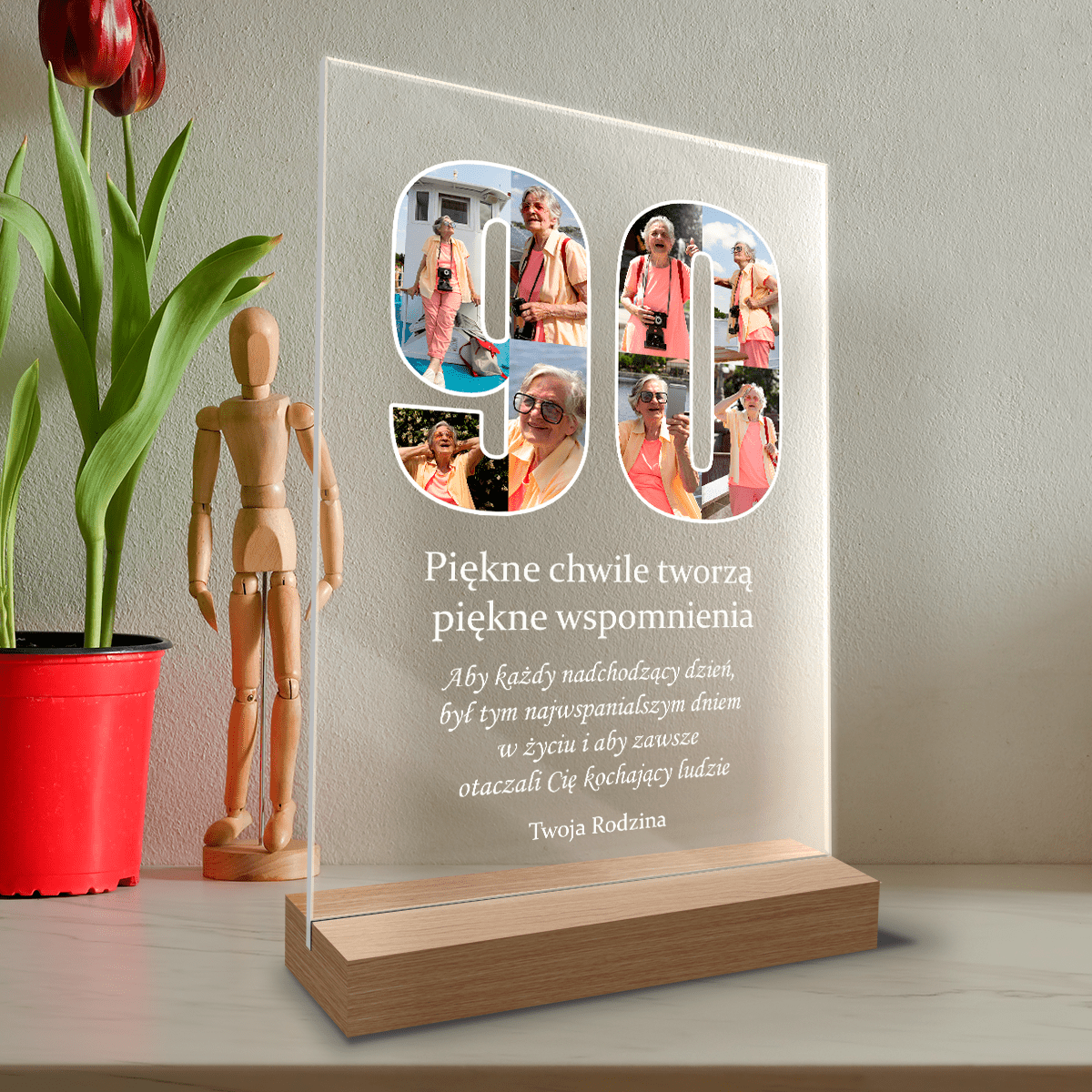 Twoje 90 lat - Druk na szkle, spersonalizowany prezent dla mamy - Adamell.pl