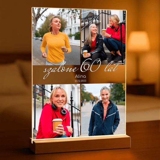 Twoje szalone 60 lat - Druk na szkle, spersonalizowany prezent dla kobiety - Adamell.pl