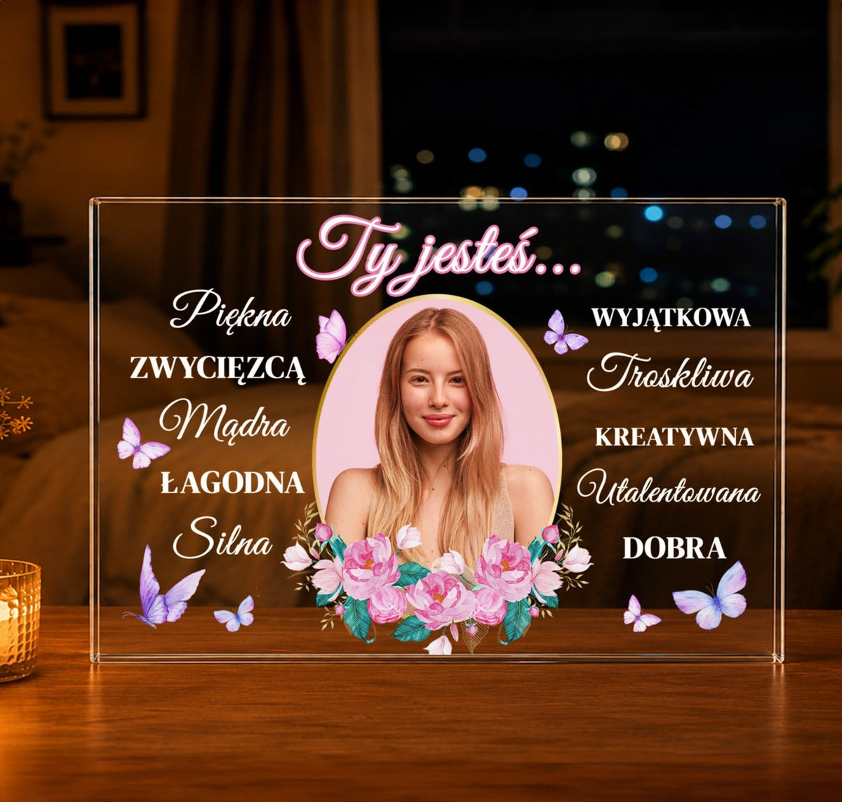 Ty jesteś... - Druk na szkle, spersonalizowany prezent dla niej - Adamell.pl