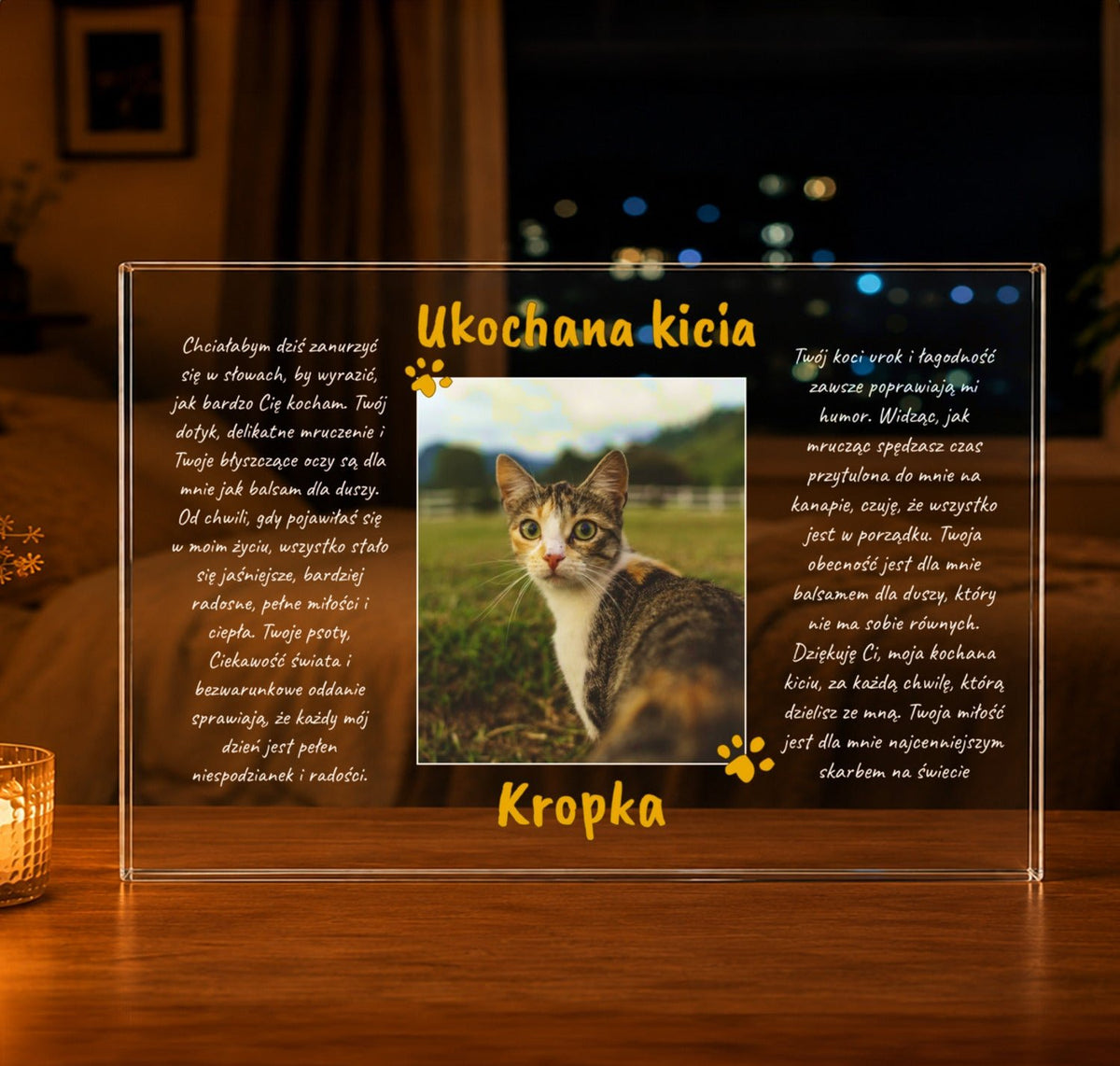 Ukochana kicia zdjęcie + tekst - Druk na szkle, spersonalizowany prezent - Adamell.pl