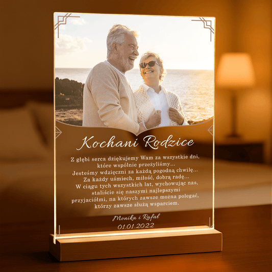 Ukochani rodzice - Druk na szkle, spersonalizowany prezent dla rodziców - Adamell.pl
