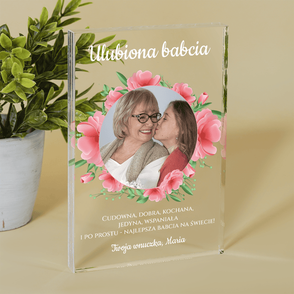 Ulubiona Babcia - Druk na szkle, spersonalizowany prezent dla babci - Adamell.pl