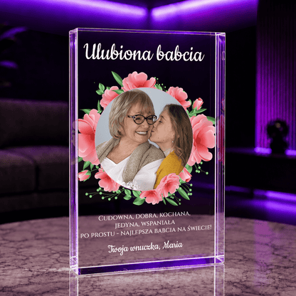 Ulubiona Babcia - Druk na szkle, spersonalizowany prezent dla babci - Adamell.pl