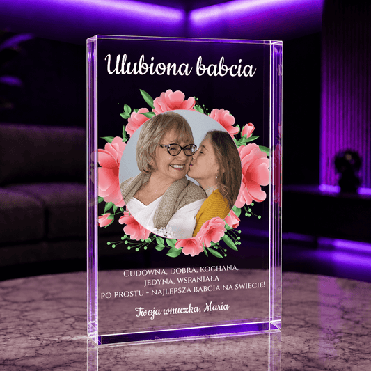 Ulubiona Babcia - Druk na szkle, spersonalizowany prezent dla babci - Adamell.pl