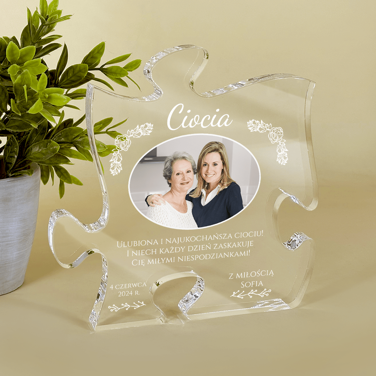 Ulubiona i najukochańsza ciocia - Druk na szkle - puzzel, spersonalizowany prezent dla cioci - Adamell.pl