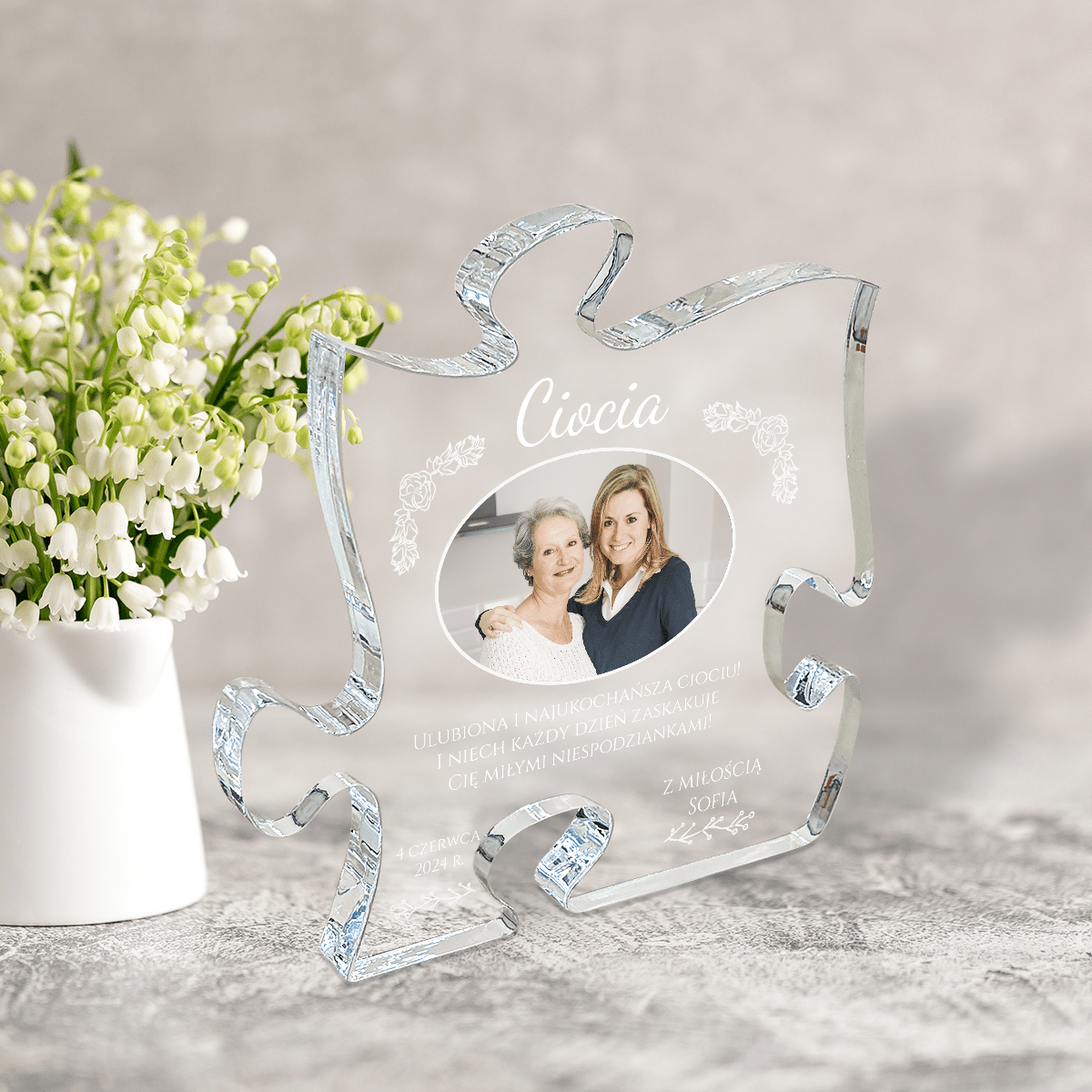 Ulubiona i najukochańsza ciocia - Druk na szkle - puzzel, spersonalizowany prezent dla cioci - Adamell.pl