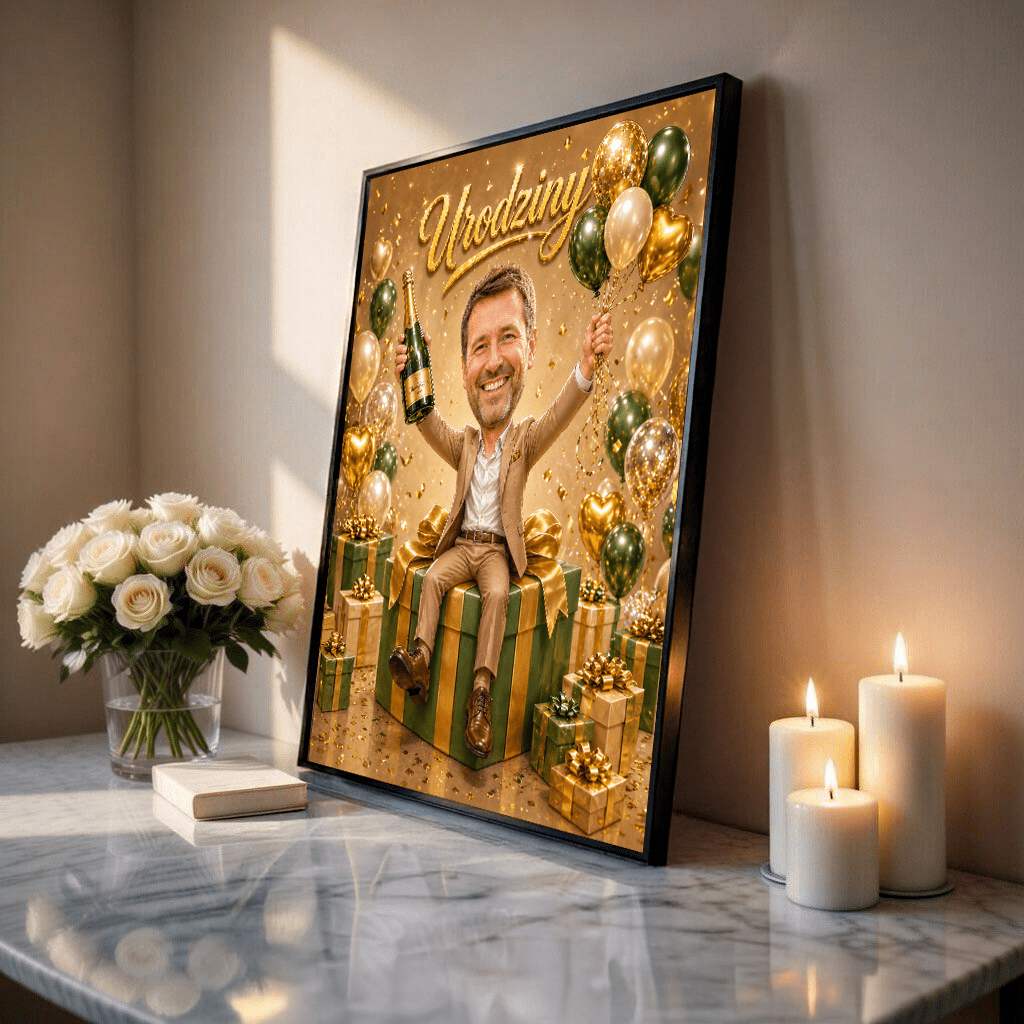 Urodzinowa niespodzianka - plakat, spersonalizowany prezent dla niego - Adamell.pl