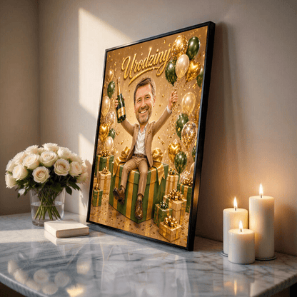 Urodzinowa niespodzianka - plakat, spersonalizowany prezent dla niego - Adamell.pl