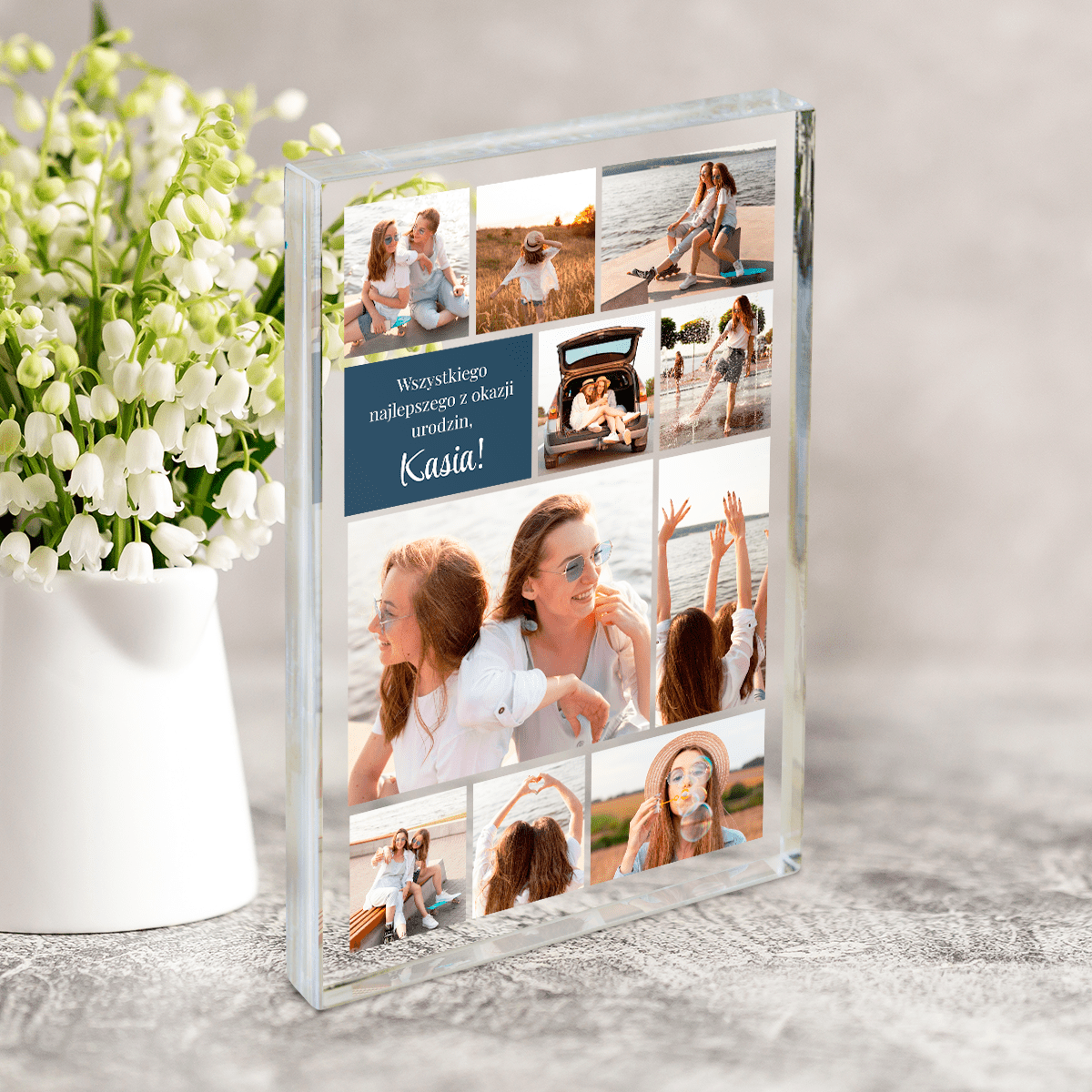 Urodzinowy kolaż - Druk na szkle, spersonalizowany prezent na urodziny - Adamell.pl