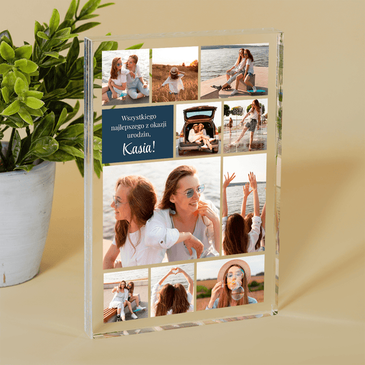 Urodzinowy kolaż - Druk na szkle, spersonalizowany prezent na urodziny - Adamell.pl