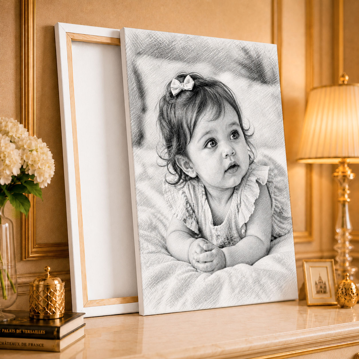 Klasyczny Szkic – Portret na płótnie dla rodziców