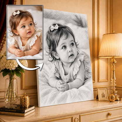 Klasyczny Szkic – Portret na płótnie dla rodziców