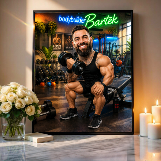 Sportowiec ilustracja - plakat, spersonalizowany prezent dla sportowca