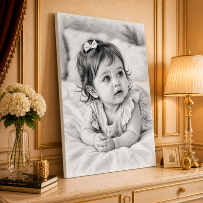 Klasyczny Szkic – Portret na płótnie dla rodziców