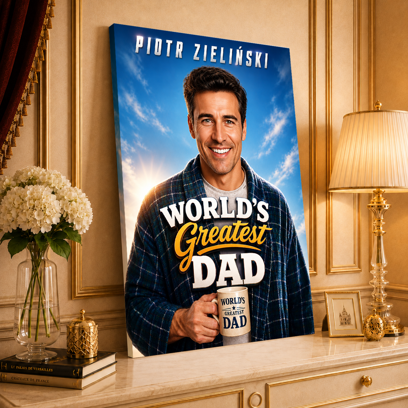 Greatest Dad - druk na płótnie, spersonalizowany prezent dla taty