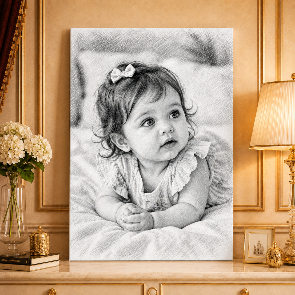 Klasyczny Szkic – Portret na płótnie dla rodziców