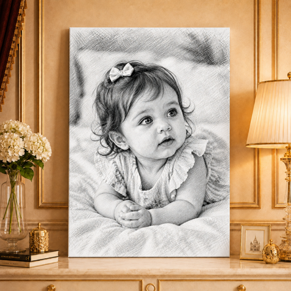 Klasyczny Szkic – Portret na płótnie dla rodziców