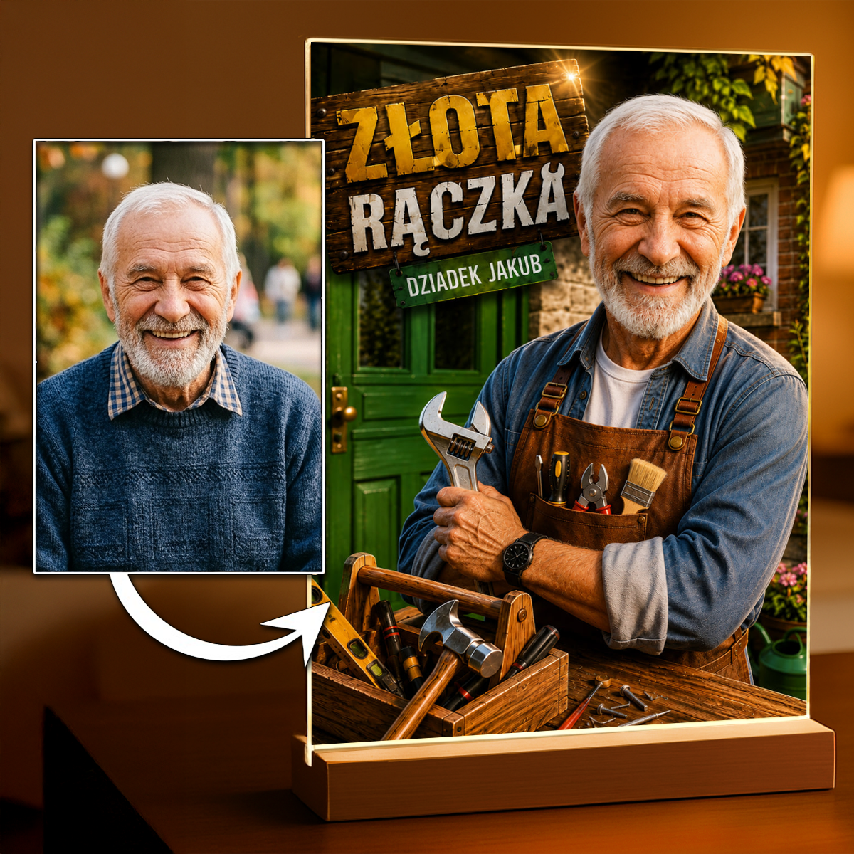 Złota Rączka: Prezent dla Dziadka – Wydruk na szkle akrylowym