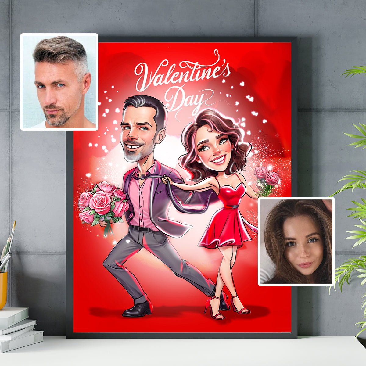 Walentynkowa ilustracja - plakat, spersonalizowany prezent dla niej - Adamell.pl