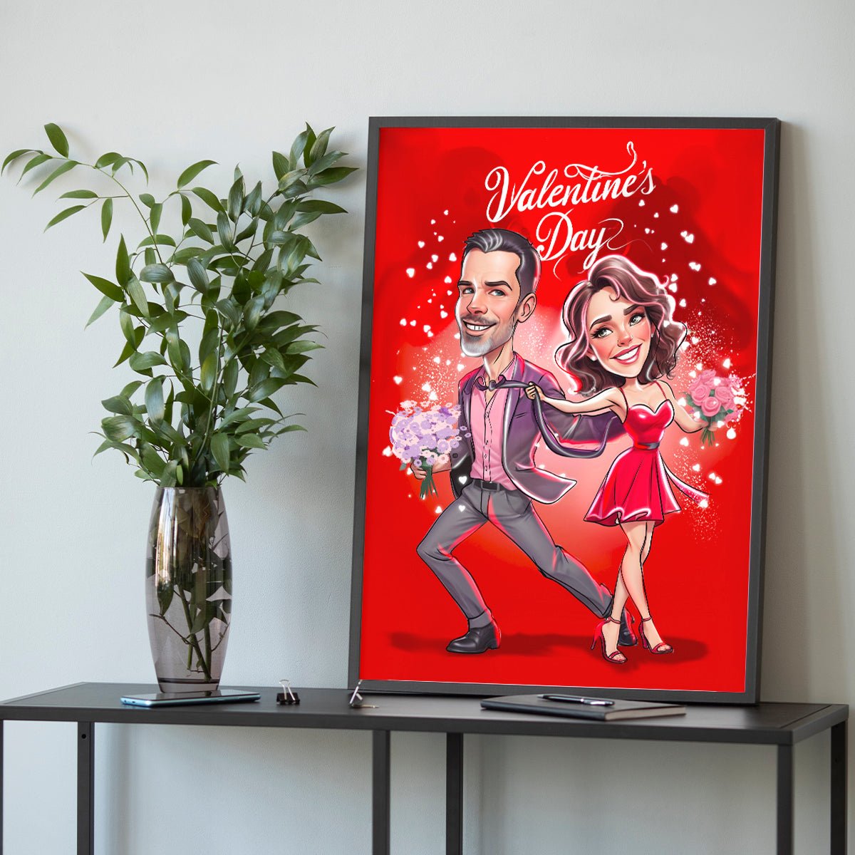 Walentynkowa ilustracja - plakat, spersonalizowany prezent dla niej - Adamell.pl