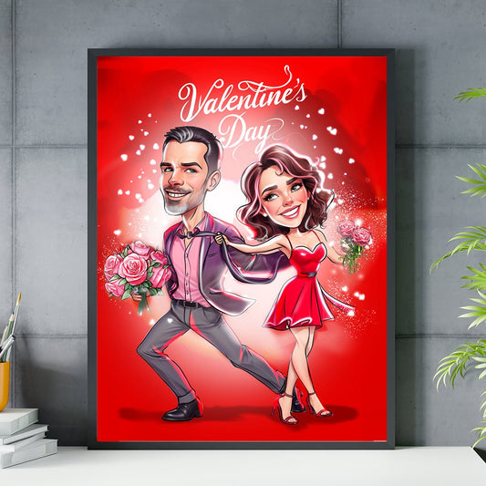 Walentynkowa ilustracja - plakat, spersonalizowany prezent dla niej - Adamell.pl