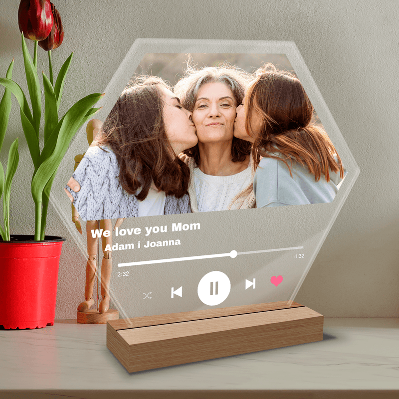 We love yoy Mom Spotify - Druk na szkle, spersonalizowany prezent dla mamy - Adamell.pl