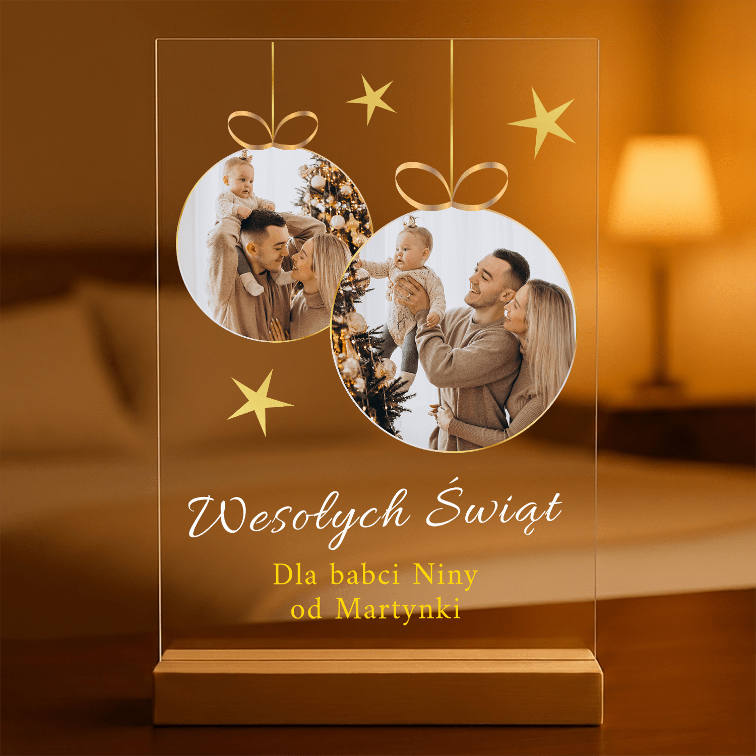 Wesołych Świąt życzenia - Druk na szkle, spersonalizowany prezent dla babci - Adamell.pl