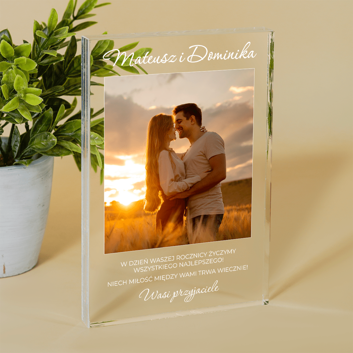 Wieczna miłość - Druk na szkle, spersonalizowany prezent dla pary - Adamell.pl