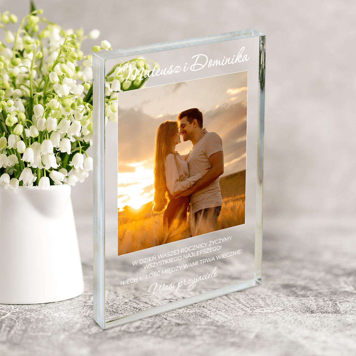 Wieczna miłość - Druk na szkle, spersonalizowany prezent dla pary - Adamell.pl