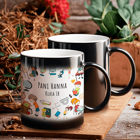 Wielkie serce nauczyciela - 1x Kubek magiczny z nadrukiem, spersonalizowany prezent dla nauczyciela - Adamell.pl