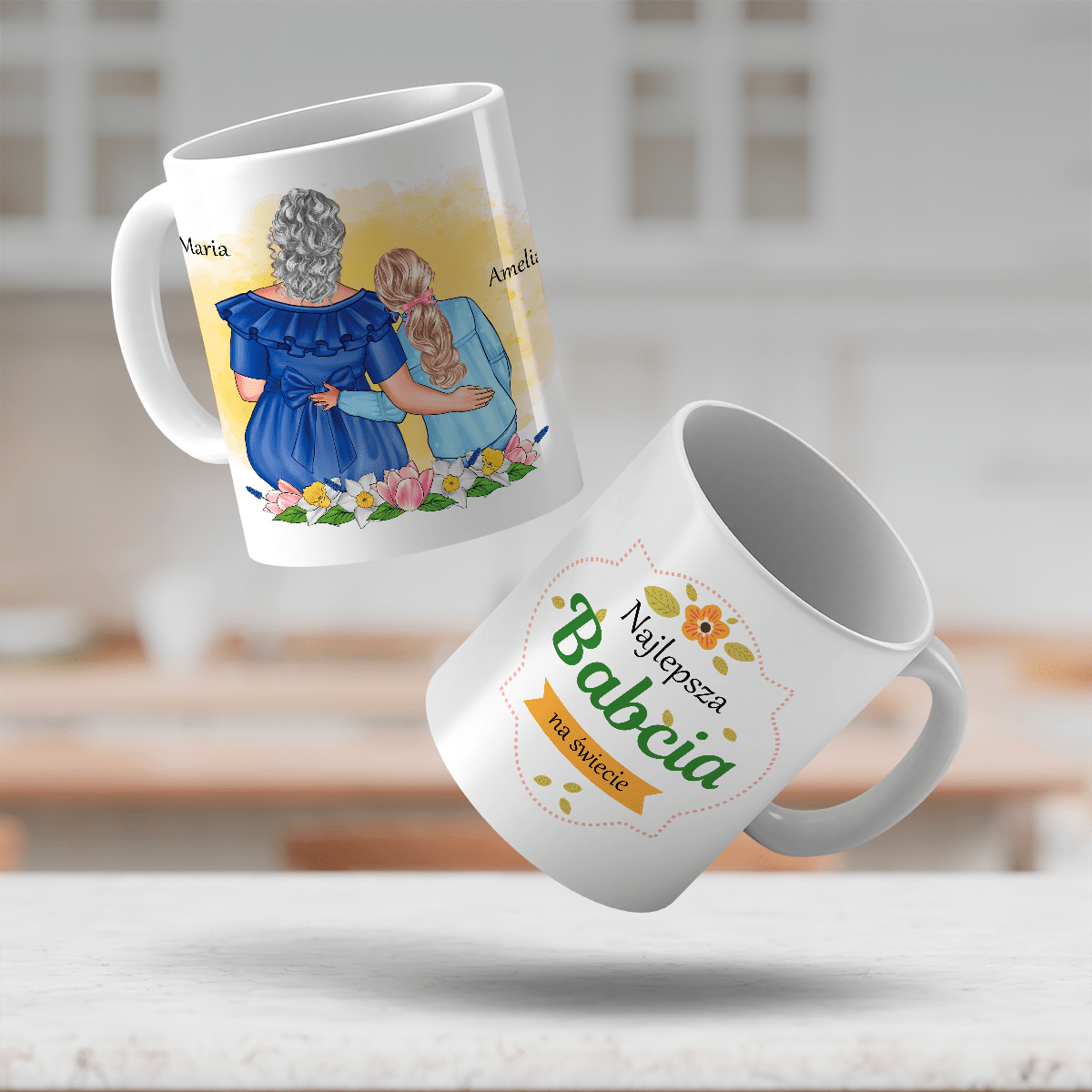 Wnuczka i najlepsza babcia na świecie - 1x Kubek z nadrukiem, spersonalizowany prezent dla babci - Adamell.pl