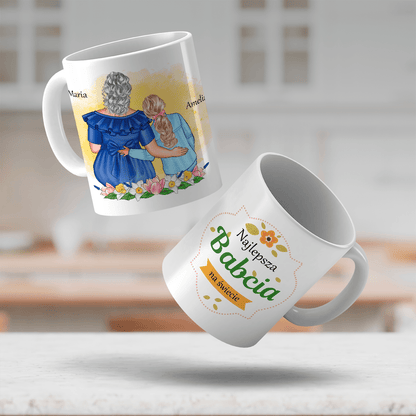 Wnuczka i najlepsza babcia na świecie - 1x Kubek z nadrukiem, spersonalizowany prezent dla babci - Adamell.pl