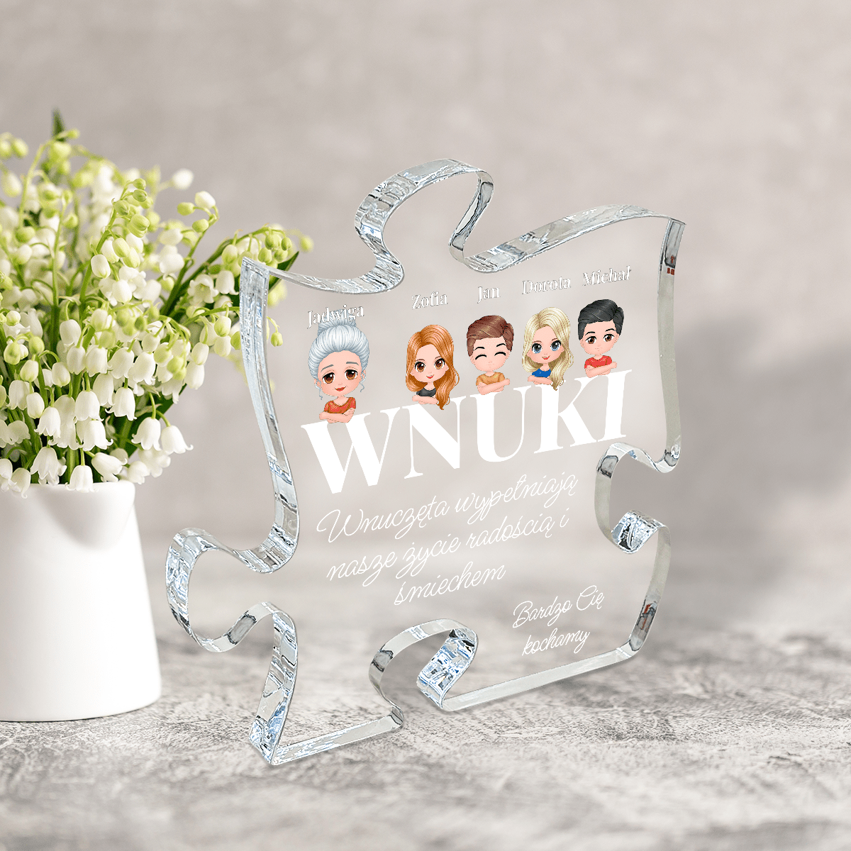 Wnuki - Druk na szkle - puzzel, spersonalizowany prezent dla dziadków - Adamell.pl