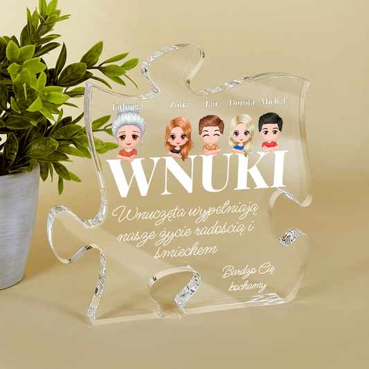 Wnuki - Druk na szkle - puzzel, spersonalizowany prezent dla dziadków - Adamell.pl