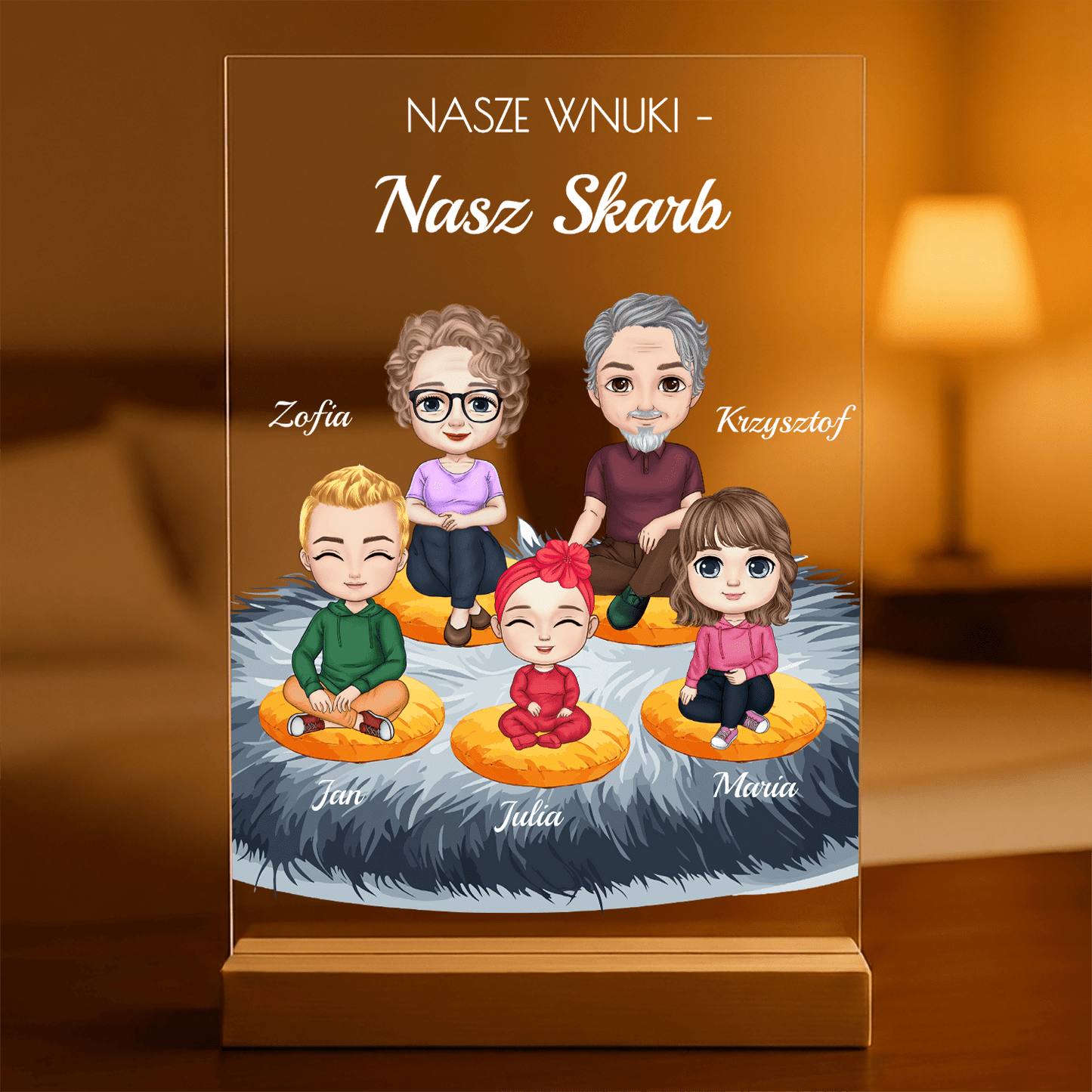 Wnuki to skarb Clipart - Druk na szkle, spersonalizowany prezent dla dziadków - Adamell.pl