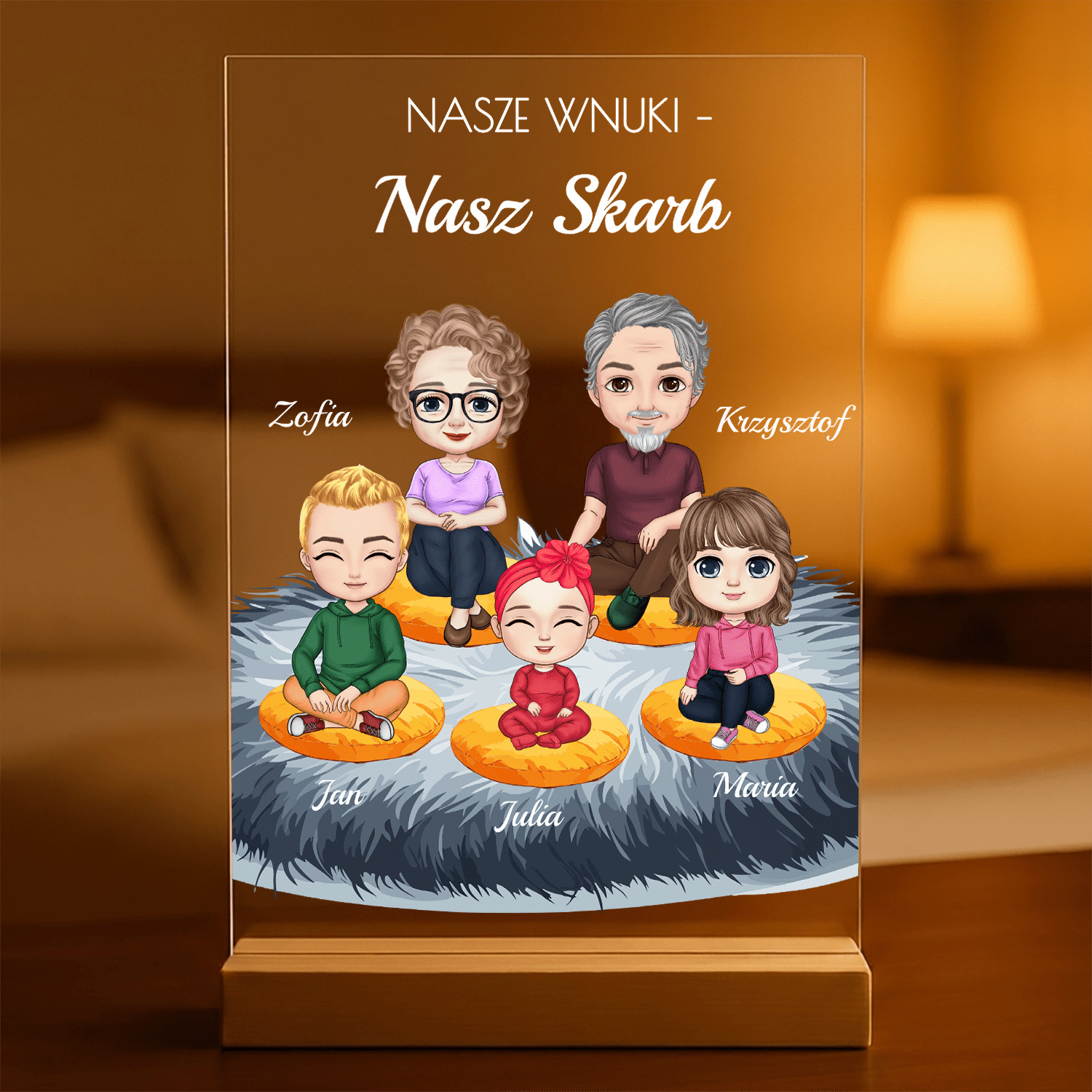 Wnuki to skarb Clipart - Druk na szkle, spersonalizowany prezent dla dziadków - Adamell.pl