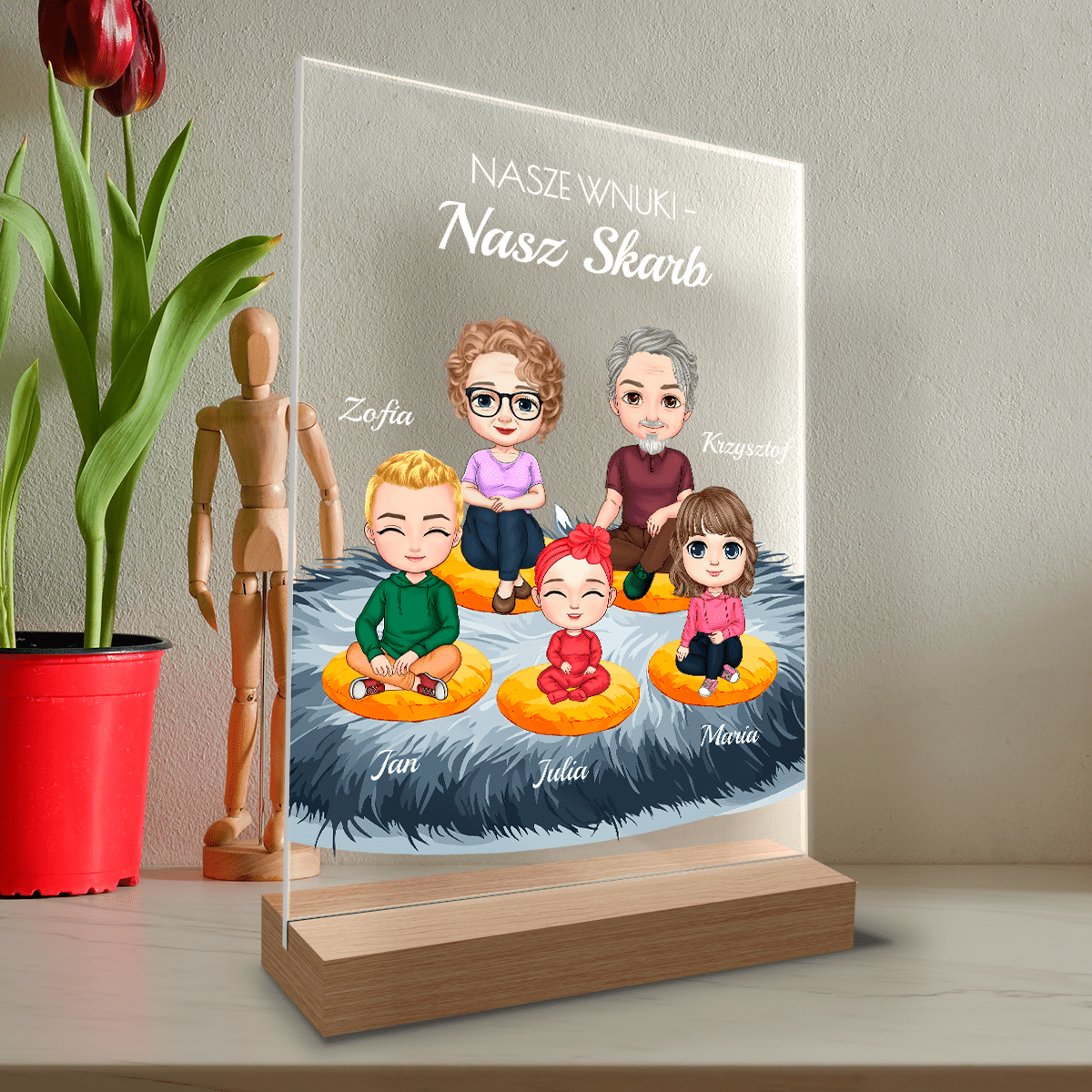 Wnuki to skarb Clipart - Druk na szkle, spersonalizowany prezent dla dziadków - Adamell.pl