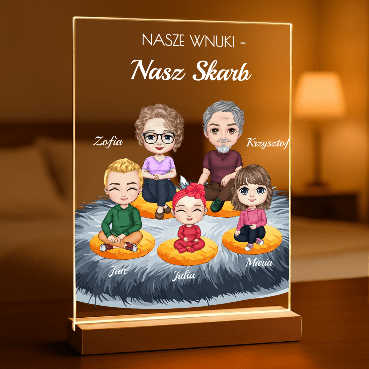Wnuki to skarb Clipart - Druk na szkle, spersonalizowany prezent dla dziadków - Adamell.pl