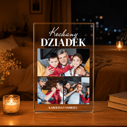 Wnuki z dziadkiem kolaż - Druk na szkle, spersonalizowany prezent dla dziadka - Adamell.pl