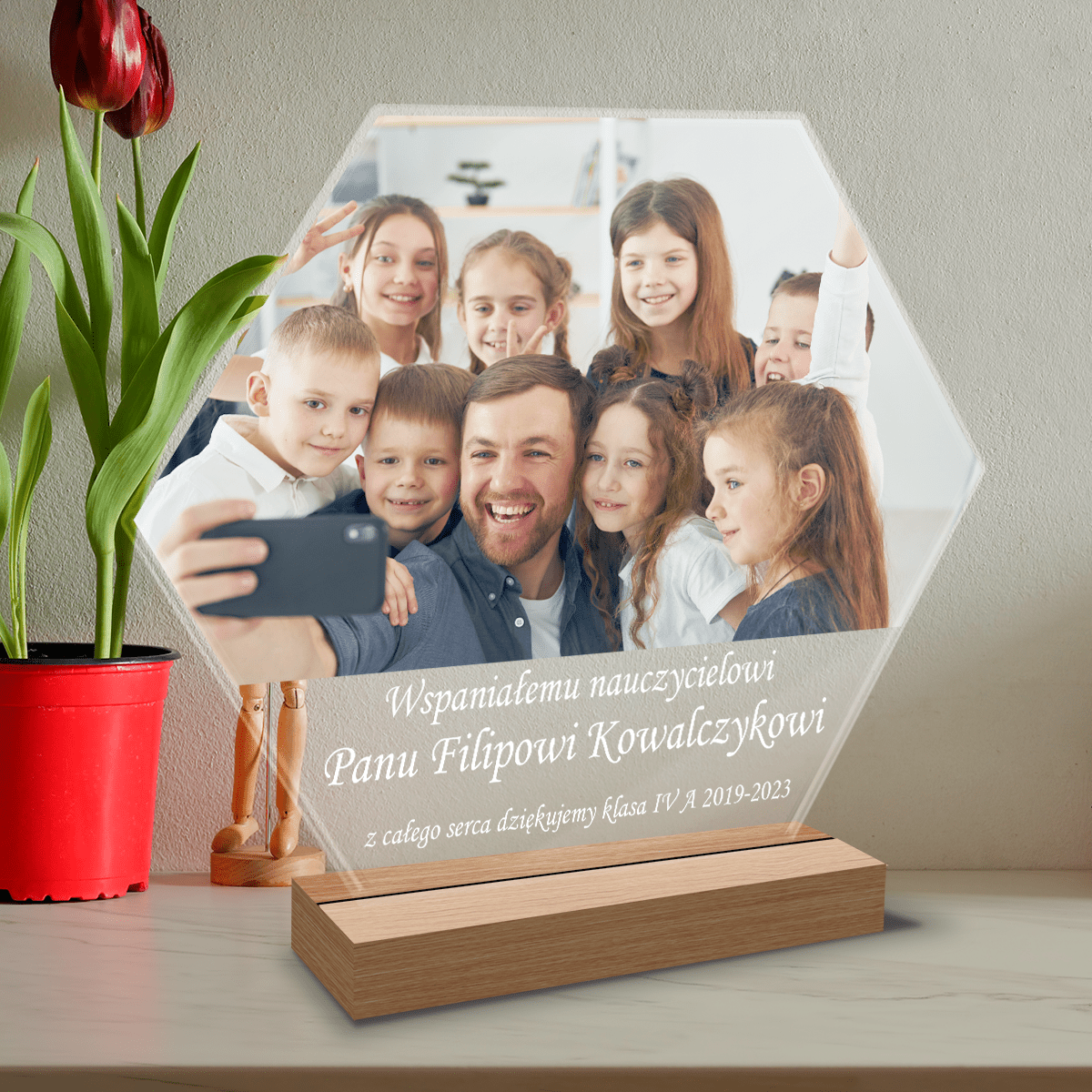 Wspaniałemu nauczycielowi - Druk na szkle, spersonalizowany prezent dla nauczyciela - Adamell.pl