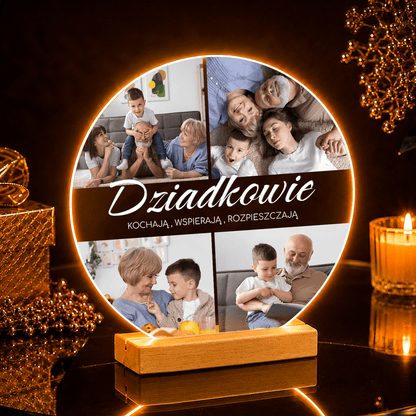 Wspaniali dziadkowie zdjęcia + napis - Druk na szkle, spersonalizowany prezent dla dziadków - Adamell.pl
