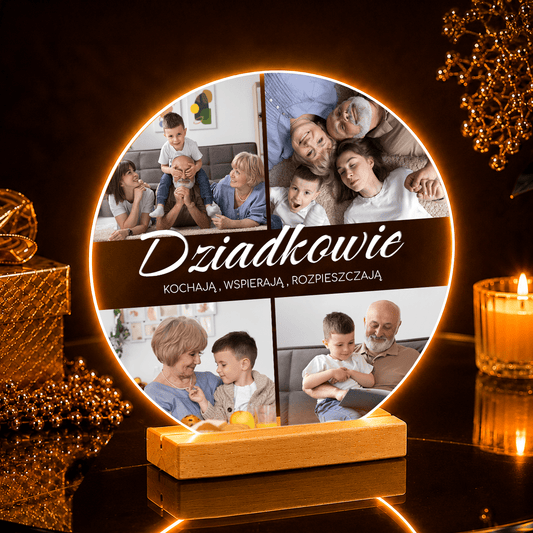 Wspaniali dziadkowie zdjęcia + napis - Druk na szkle, spersonalizowany prezent dla dziadków - Adamell.pl