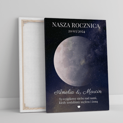 Wyjątkowe niebo nad nami - druk na płótnie, spersonalizowany prezent dla pary - Adamell.pl