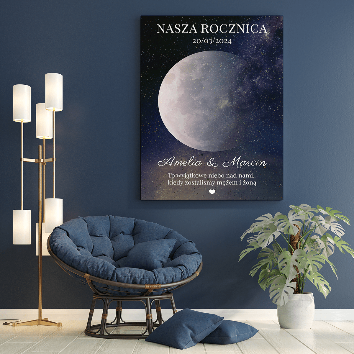 Wyjątkowe niebo nad nami - druk na płótnie, spersonalizowany prezent dla pary - Adamell.pl